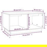  Klubska mizica črna 80×50×40 cm trdna borovina, (20712497) | Shoptok.si