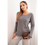 Kesi Włoski Women's sweater made of viscose with long sleeves and a round neckline dark gray Cijene