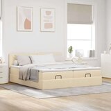  Otomanski okvir kreveta s madracima krem 200x200cm od tkanine | shoptok.hr