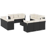  13-dijelni set vrtnih sofa s jastucima poliratan crni | shoptok.hr