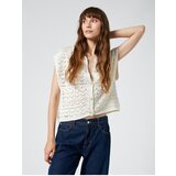 Koton Knit Vest With Openwork Polo Neck Button Detailed | Shoptok.si