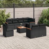  9-dijelni set vrtnih sofa s jastucima crni od poliratana Cijene