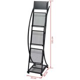 vidaXL Stojalo za revije 40x32x131 cm črne barve A4 | Shoptok.si