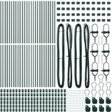 vidaXL Stebri za ograjo 52 kosov Zeleni Ø32 mm 80 cm Galvanizirano jeklo | Shoptok.si