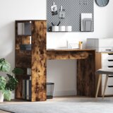 vidaXL Miza s shranjevanjem Dimljeni hrast 113x54x120 cm Inženirski les | Shoptok.si