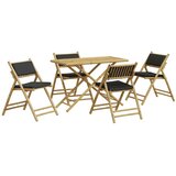  5-dijelni sklopivi bistro set s tamnosivim jastucima od bambusa | Eponuda.com