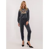 Fashionhunters Graphite velvet women's set