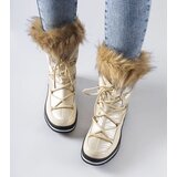 Gemre Beige patent snow boots with fur Bow | Shoptok.si