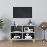 TV ormarić s nogama od masivnog drva boja betona 69,5x30x50 cm | shoptok.hr