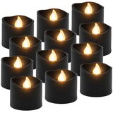 Ruhhy LED čajne svijeće s efektom plamena, 12 kom, crne | shoptok.hr