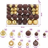  Set božićnih kuglica 100 komada 3/4/6 cm smeđi/brončani/zlatni Slike