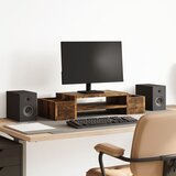 vidaXL Stojalo za zaslon s predelki dimljen hrast 70x27x15 cm inž. les | Shoptok.si
