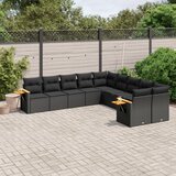 vidaXL 10-dijelni set vrtnih sofa s jastucima crni od poliratana | shoptok.hr