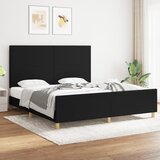 vidaXL Posteljni okvir z vzglavjem črn 180x200 cm blago Cene