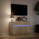  ormarić s LED svjetlima boja hrasta 91x34x61 cm drveni | shoptok.hr