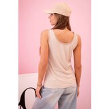 Kesi Włoski Women's blouse with straps with decorative trim beige | shoptok.hr