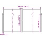 vidaXL Zložljiva stranska tenda krem 200x600 cm | Shoptok.si