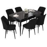 Hanah home set trpezarijski sto i 6 stolica nef black marble black | ePonuda.com