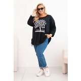 Kesi Włoski Women's Plus Size cotton blouse with tree print black | Shoptok.si