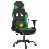 Masažna igraća stolica s osloncem crno-zelena od umjetne kože | shoptok.hr