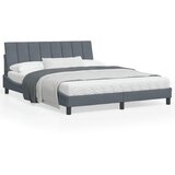 vidaXL Posteljni okvir z vzglavjem temno siv 160x200 cm žamet | Shoptok.si