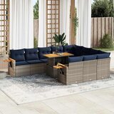  11-dijelni set vrtnih sofa poliratan i bagrem s jastucima sivi | shoptok.hr