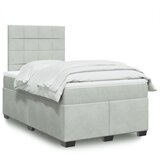 vidaXL Box spring postelja z vzmetnico svetlo siva 120x200 cm žamet Cene
