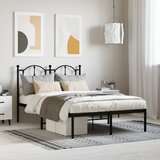 vidaXL Kovinski posteljni okvir z vzglavjem črn 120x190 cm Cene