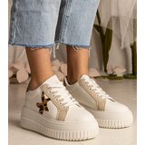 Gemre White-beige sneakers decorated with glitter and a star Taleda | shoptok.hr