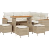  Set vrtnih sofa od 9 dijelova s jastučićima Bež Poli ratan Akacija | shoptok.hr