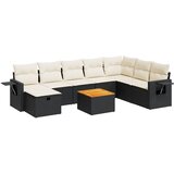  9-dijelni set vrtnih sofa s jastucima crni od poliratana Slike