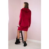 Kesi Velour dress with a hood in maroon color | Shoptok.si
