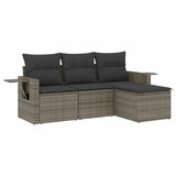  The Living Store Vrtna sedežna garnitura 4-delna z blazinami siv poli ratan - Vrtna Sedežna Garniture, (21460749) | Shoptok.si