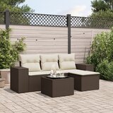  5-dijelni set vrtnih sofa s jastucima poliratan smeđi | shoptok.hr