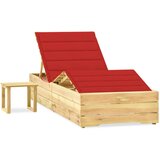 The Living Store Vrtni ležalnik z mizico in blazino impregnirana borovina - Ležalnik Z Mizico, (21469573) | Shoptok.si