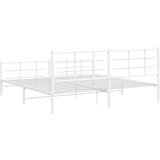 vidaXL Kovinski posteljni okvir z vzglavjem in vznožjem bel 193x203 cm, (21007173) | Shoptok.si