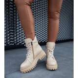 Gemre Beige leather insulated ankle boots Karino | Shoptok.si