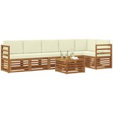  Sekcijska garnitura 7 pcs Prirodna i krem Čvrsto drvo akacije | shoptok.hr