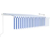 vidaXL Automatska tenda s roletom i senzorom LED 5 x 3 m plavo-bijela | shoptok.hr