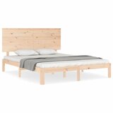 Maison Chic Posteljni Okvir - Dvoposteljna postelja z vzglavjem trden les, (22080369) Cene