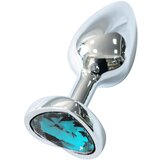 Sunfo - metalni analni čep sa svijetloplavim srcem (srebro) | shoptok.hr