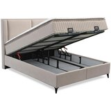 Hom`in POSTELJA Z VZMETNICO 180 cm x 200 cm , kovina, umetna masa, tekstil, leseni material bež | Shoptok.si