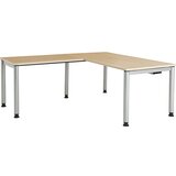 mauser Pisalna miza, s priklučkom, noge iz okrogle cevi, VxŠxG 680 - 760 x 1600 x 800 mm, kotni element na levi strani, plošča v imitaciji javorja, og | Shoptok.si