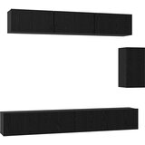 Set TV komoda s ladicama 6 pcs Crni hrast Konstruirano drvo | shoptok.hr