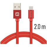 Swissten kabel USB/USB-C, platneni, 2m, crveni Cijene