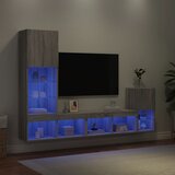  4-dijelni zidni TV elementi s LED svjetlima boja sivog hrasta Cijene