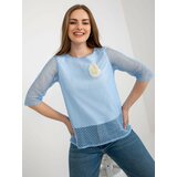 Fashion Hunters Light blue formal blouse with 3/4 sleeves Cene