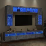  8-dijelni set zidnih TV ormarića s LED svjetlima boja betona | shoptok.hr
