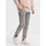 Ombre Men's marbled JOGGERS pants with rubbed edges - gray | Shoptok.si
