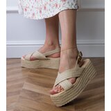 D/CEO Beige platform espadrille sandals with straps Olisa | Shoptok.si